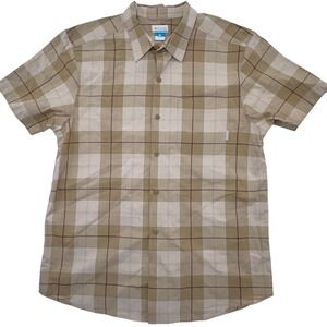 Columbia Plaid Button Up‎ Short Sleeve Casual Shirt Outdoors Size L